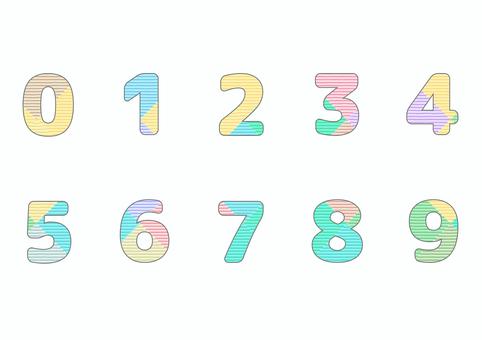 パッチワーク模様のかわいい数字セット 数字,ナンバー,数,1,2,3,4,5,6のイラスト素材