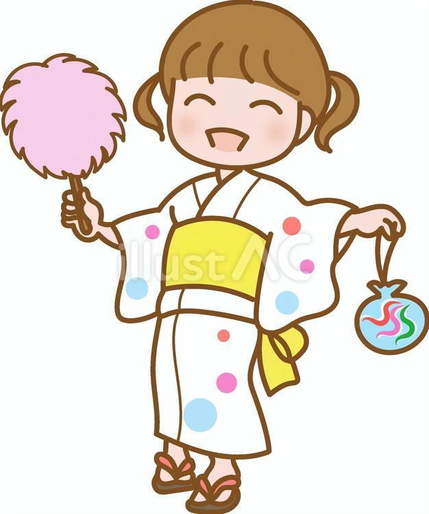 夏祭りの浴衣の子ども 浴衣,子ども,夏のイラスト素材