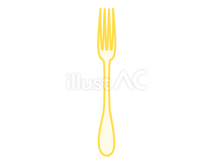 食事用のフォークのイラスト（黄） フォーク,カトラリー,道具のイラスト素材