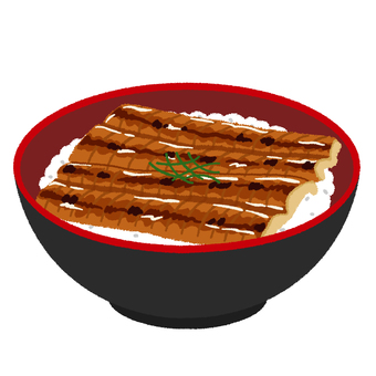 Illustration, unadon, eel, bowl, 