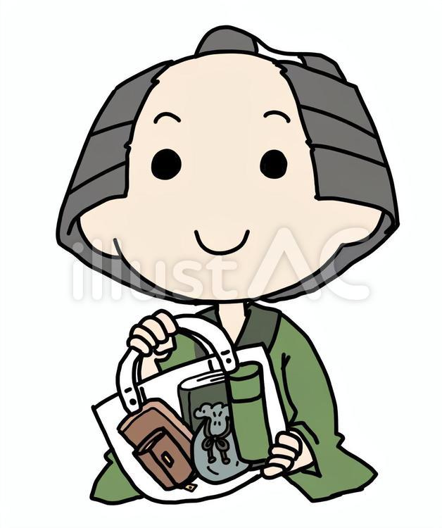 手荷物を見せる町民 透明,荷物,バッグのイラスト素材