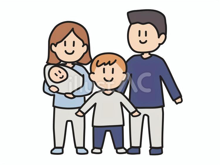 4人家族のイラスト ファミリー,男の子,お母さんのイラスト素材