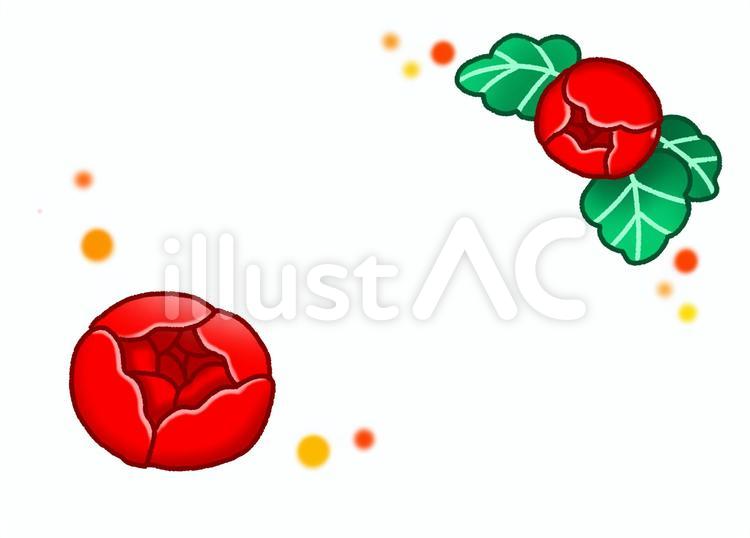 左下と右上に丸い赤い花の影付きイラスト 植物,花,赤のイラスト素材