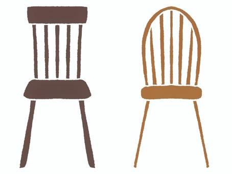 かわいい椅子のセット 椅子,セット,家具,木製,かわいい,おしゃれ,手書き,手描き,挿し絵,ワンポイントのイラスト素材