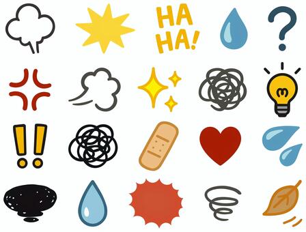 色々な漫符 漫符,漫画,怒り,衝撃,笑い,haha,汗,はてな,クエスチョンマーク,血管のイラスト素材