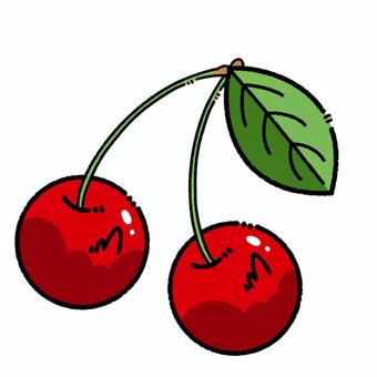 Illustration, cherries, foodstuff, hand drawn, 