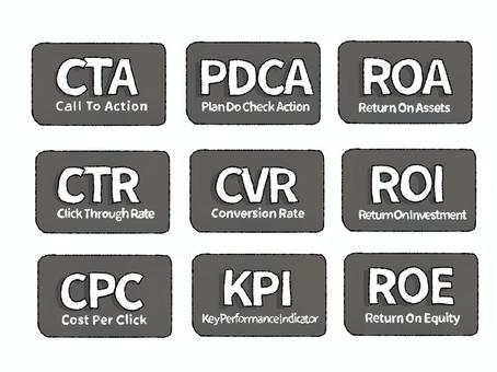 ビジネス・マーケティングアイコンセット ビジネス,マーケティング,アイコン,単語,セット,cta,ctr,cpc,pdca,cvrのイラスト素材