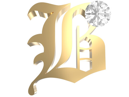 ゴージャスアルファベット_B 文字,ゴージャス,アルファベット,透過,png,英語,金色,宝石,london,ダイヤモンドのイラスト素材