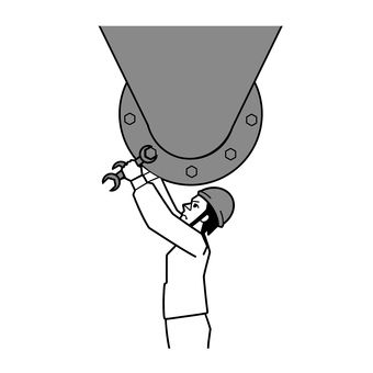 配管設備を工具で整備する男性作業員 作業員,配管,設備,整備,工場,工具のイラスト素材