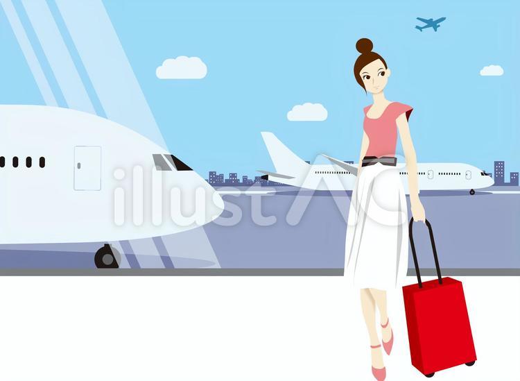 旅行　女性　飛行機 飛行機,女性,空港のイラスト素材