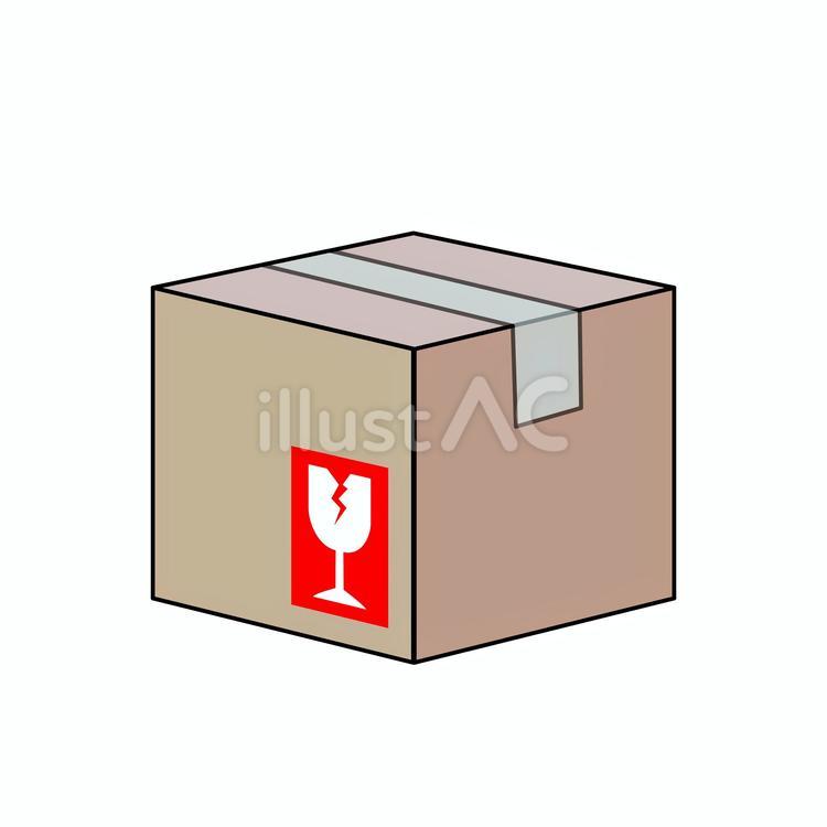 われもの注意ラベルのついた段ボール箱 段ボール,箱,荷物のイラスト素材