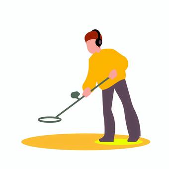 人物 035 男性,金属探知機,探す,屋外,観察,人物,調査,趣味,シンプル,平面のイラスト素材