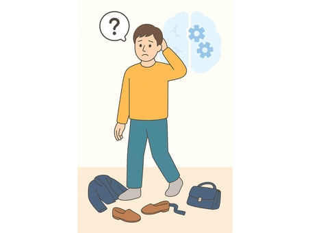 遂行機能障害の男性 高次脳機能障害,遂行機能障害,リハビリ,介護,障害のイラスト素材