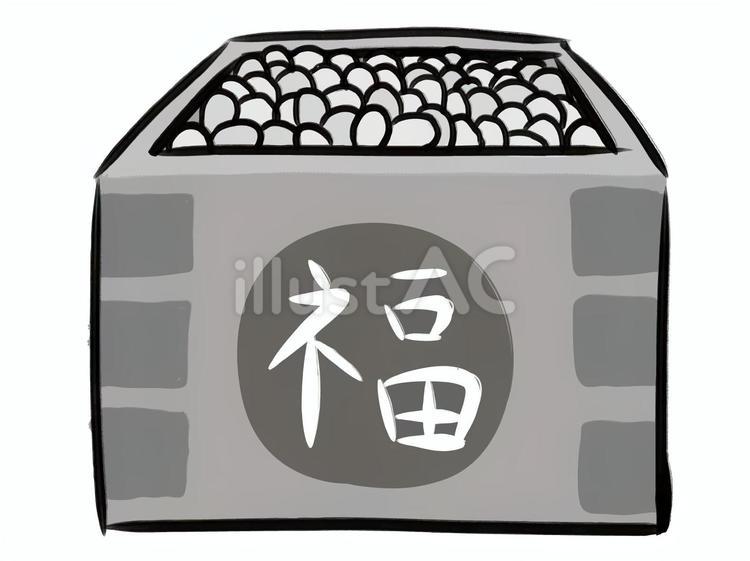 モノクロの豆と升 モノクロ,豆,升のイラスト素材