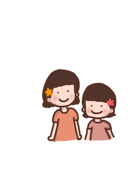 かわいい女の子２人組（姉妹） 姉妹,女の子,友達,子供,笑顔のイラスト素材
