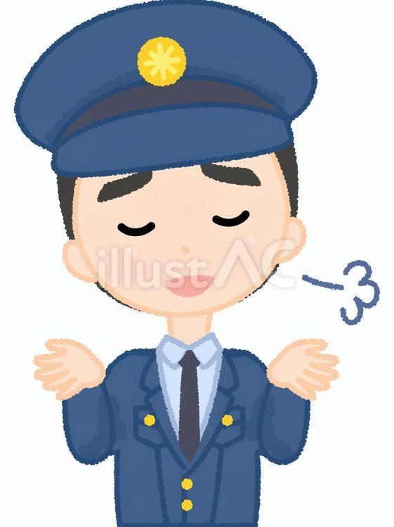 警察官男性やれやれ 警察官,ため息,飽きれるのイラスト素材
