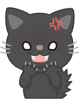 黒猫怒る 黒猫,怒る,むかつく,イライラ,威嚇,切れる,爪,ネコ,キャット,動物のイラスト素材