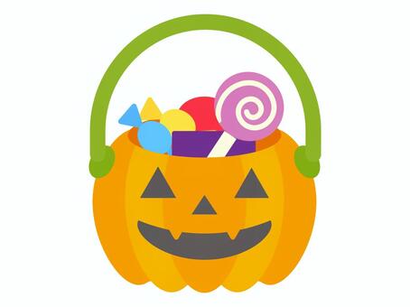 かわいいハロウィンのお菓子（フラット） トリックオアトリート,ハロウィン,かぼちゃ,パンプキン,ジャック・オ・ランタン,お菓子,おやつ,バケツ,カゴ,バスケットのイラスト素材