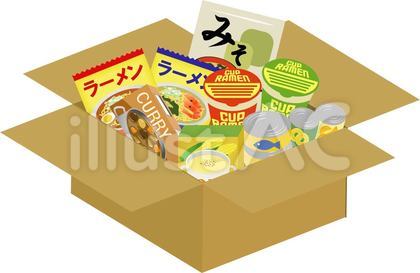 食品の入った段ボール