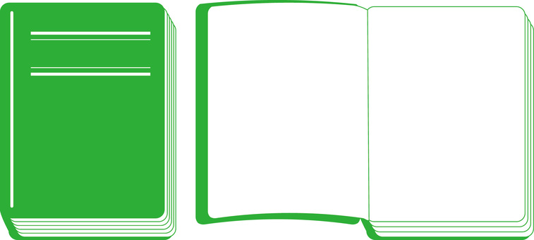 本開く　 本,開く,ページ,印刷物,冊子,表紙,デフォルメ,緑のイラスト素材