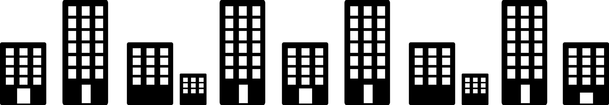 ビル群シルエット　黒 ビル群,ビル,マンション,タワー,アイコン,高層ビル,高層マンション,オフィス,会社,建物のイラスト素材