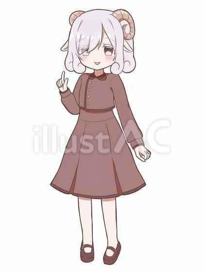 ヒツジの女の子_指差し