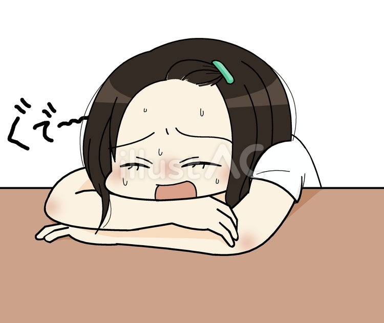 暑さでばててる女性 人物,暑い,バテるのイラスト素材