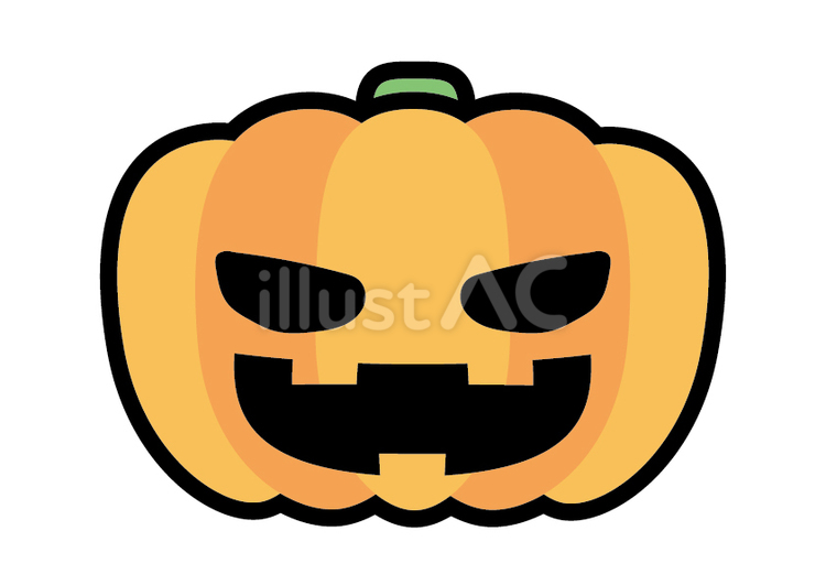 ハロウィンの顔つきオレンジカボチャ イラスト - No: 24323238