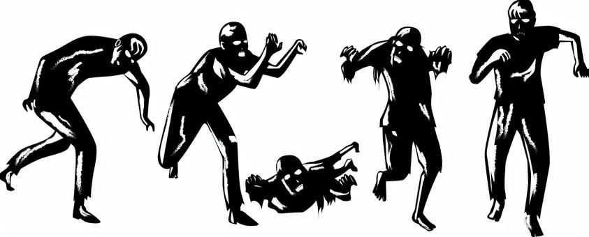 ゾンビ集団 ゾンビ,集団,複数,恐怖,ホラー,映画,死体,動く,這う,襲うのイラスト素材