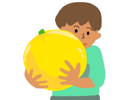 ザボンを持つ男の子 ザボン,ミカン,柑橘類,冬,食べ物,フルーツ,果実,果物,大きい,男の子のイラスト素材