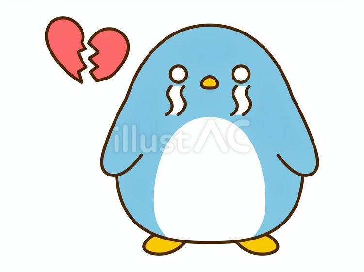 失恋して悲しいかわいそうなペンギン ペンギン,水色,恋愛のイラスト素材