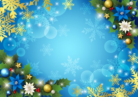 Christmas25152 ポインセチア,柊,星,雪,結晶,キラキラ,オーナメント,クリスマス,スター,飾りのイラスト素材