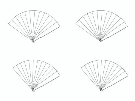 扇子・線画 扇子,扇,鉄扇,線画,素材,縁起物のイラスト素材