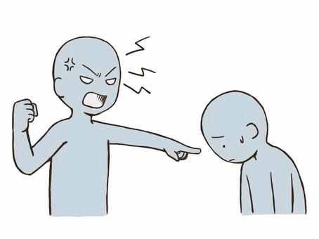 怒られるドローイング デッサン,人形,ラフ,ポーズ,怒る,叱る,ドローイング,怒鳴る,指差す,トラブルのイラスト素材