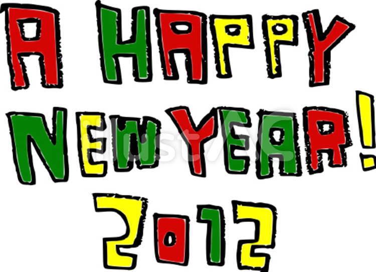 happynewyear 年賀状,ロゴ,横文字のイラスト素材