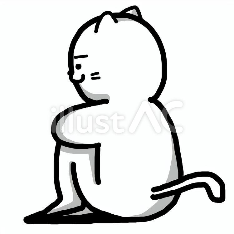 体育座りをする猫 猫,体育座り,座るのイラスト素材