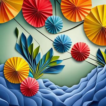 Illustration, origami, colorful, decoration, 