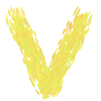 手描き風・黄色のアルファベット「V」 アルファベット,英語,黄色,手描き風,水彩,筆,デザイン素材,教育,ポップ,明るいのイラスト素材
