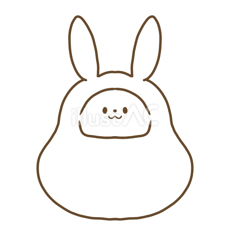 うさぎ達磨　線画素材　単品 動物,うさぎ,卯のイラスト素材