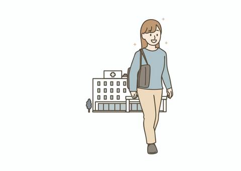 退院して元気に帰る女性 退院して元気に帰る女性 退院,患者,女性,病院,回復,健康,笑顔,安心,医療,ケアのイラスト素材