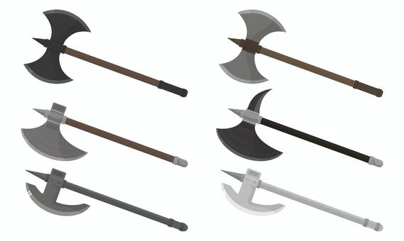 バトルアックス　戦斧　イラストセット バトルアックス,戦斧,武器,rpg,ゲーム,斧,装備,刃,攻撃,斬るのイラスト素材