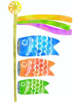 こどもの日の鯉のぼり手書きイラスト こどもの日の鯉のぼり手書きイラスト 鯉のぼり,こどもの日,5月5日,水彩画,手書き,かわいい,端午の節句,挿絵のイラスト素材