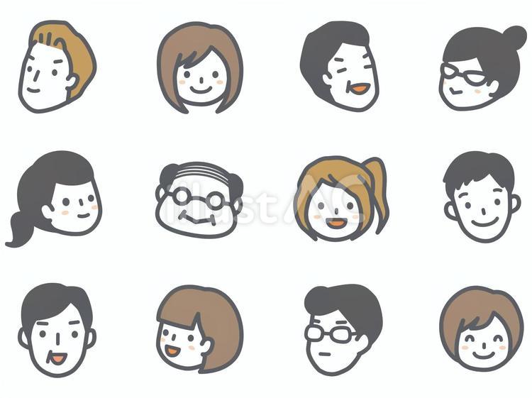 人物アイコンセット　顔だけ　働く人2 アイコン,人,人物のイラスト素材