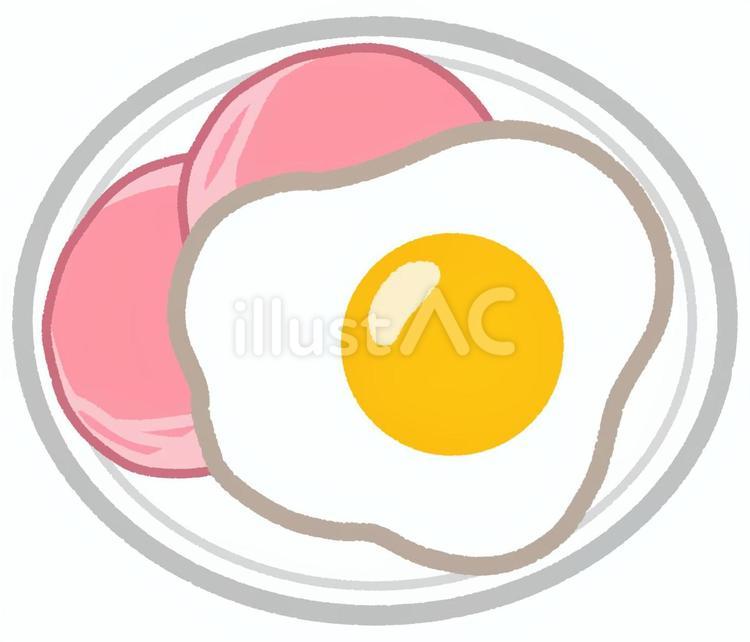 ハムエッグ ハムエッグ,ハム,目玉焼きのイラスト素材