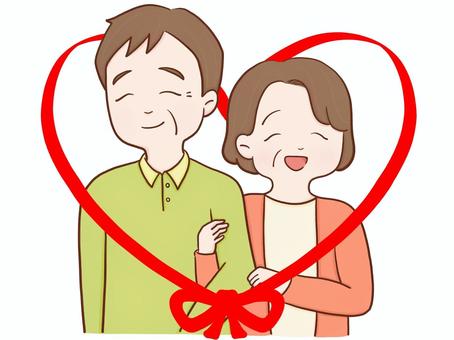 いい夫婦の日2 夫婦,熟年夫婦,中年,中年女性,中年男性,女性,男性,おじさん,おばさん,二人のイラスト素材