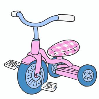 かわいい三輪車の手描きイラスト1 三輪車,手描き,遊び,乗り物,かわいい,保育園,幼稚園,療育園,ピンクのイラスト素材