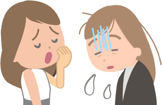 自虐を聞かされる女性（セリフなし） 自虐,弱音,ネガティブ,卑下,自己嫌悪,自己陶酔,女性,疲れる,ナルシスト,自嘲のイラスト素材