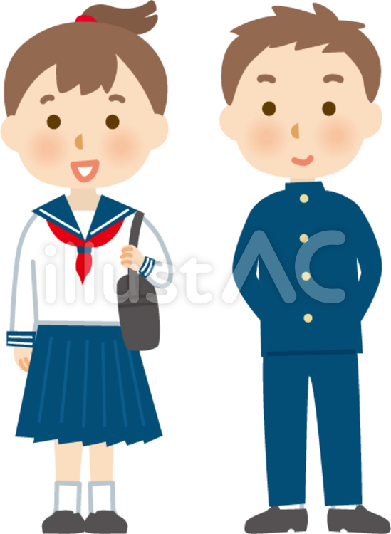 中学生男女 学生服,中学生,生徒のイラスト素材