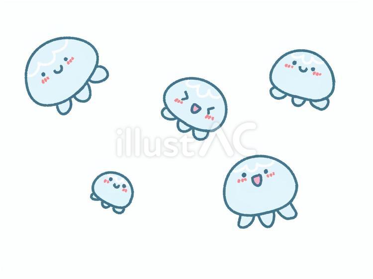 クラゲの群れ　水色 海,くらげ,群れのイラスト素材