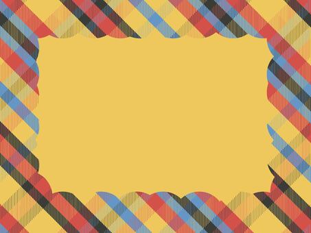 タータンチェックのもこもこフレーム　黄色 フレーム,チェック,タータンチェック,背景,パターン,装飾,あしらい,チェック柄,秋,冬のイラスト素材